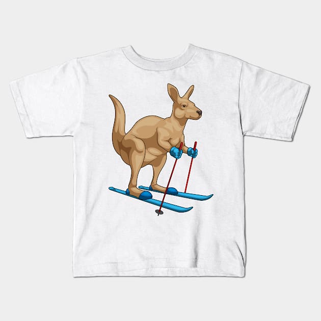 Kangaroo Skier Ski Winter sports Kids T-Shirt by Markus Schnabel